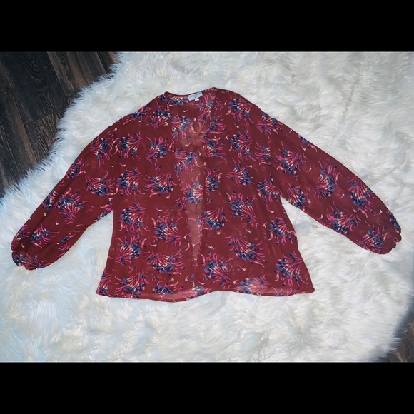 NWOT Cotton Floral Open Cardigan Kimono - Picture 1 of 7